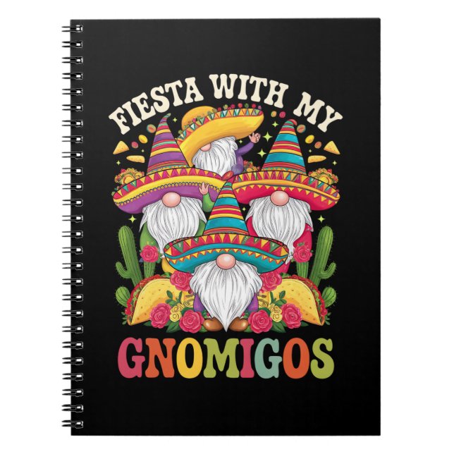 Fiesta With My Gnomigos Gnome Cinco De Mayo Notebook (Front)