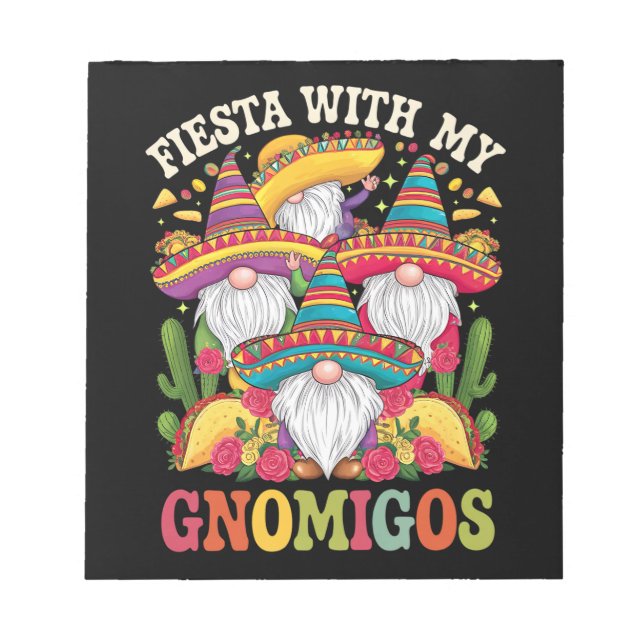 Fiesta With My Gnomigos Gnome Cinco De Mayo Notepad (Front)