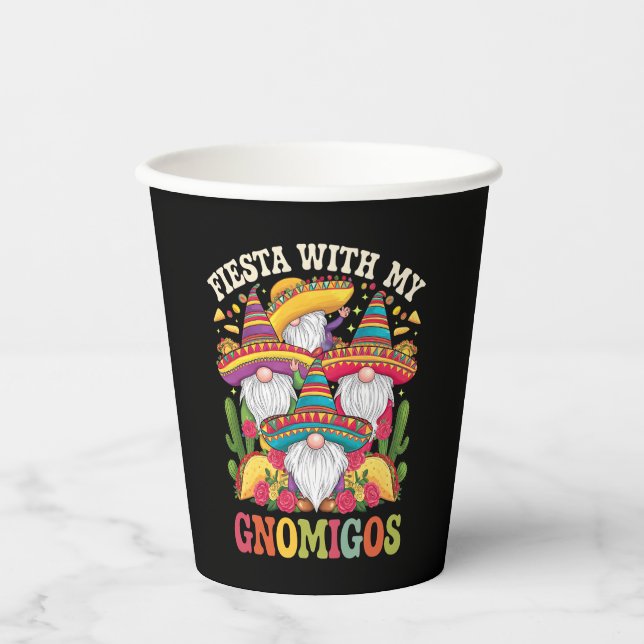 Fiesta With My Gnomigos Gnome Cinco De Mayo Paper Cups (Front)