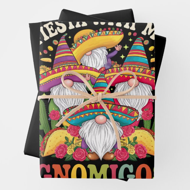 Fiesta With My Gnomigos Gnome Cinco De Mayo Wrapping Paper Sheet (In situ)
