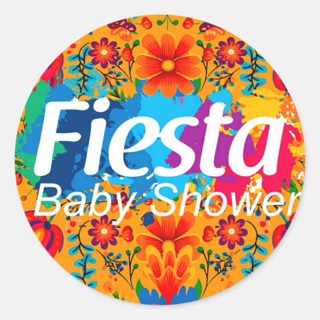 Fiesta Yellow Colourful Floral Neutral Baby Shower Classic Round Sticker (Front)