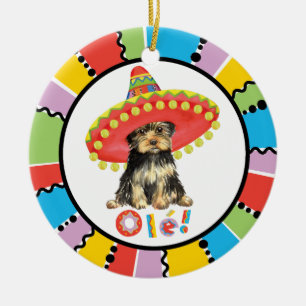 Fiesta Yorkie Ceramic Tree Decoration