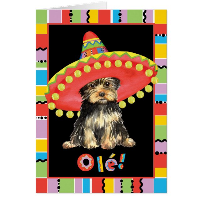 Fiesta Yorkie Greeting Card (Front)