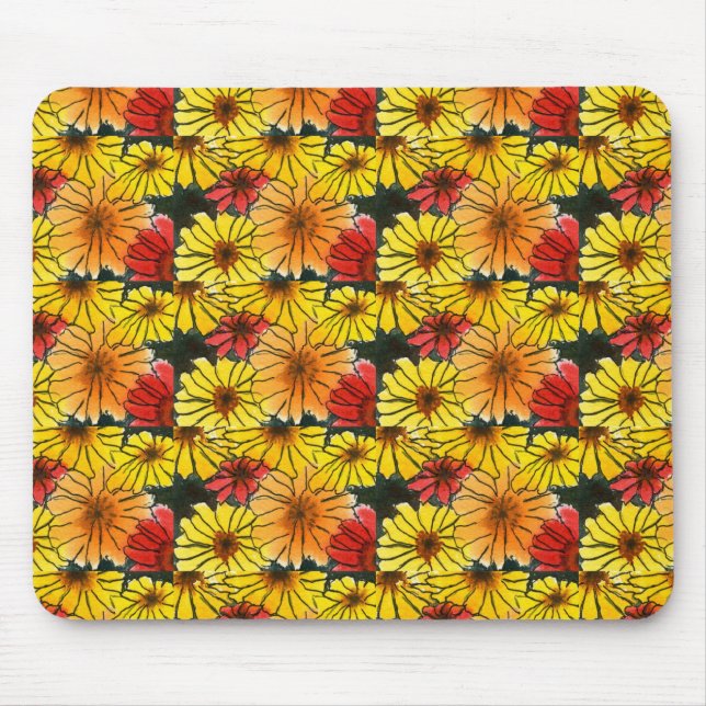 "Fiesty Floral 3" Tiled Pattern Floral Mousepad (Front)