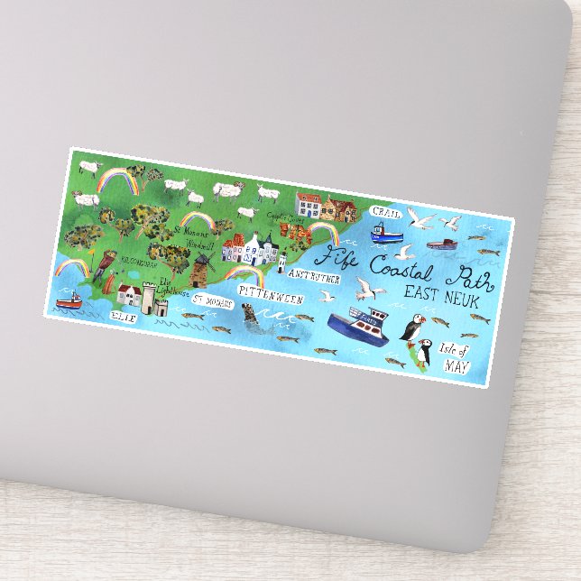 Fife Coastal Path Scotland Illustrated Map (Detail)