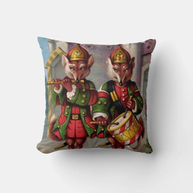 Fife & Drum Foxes Throw Pillow (Front)