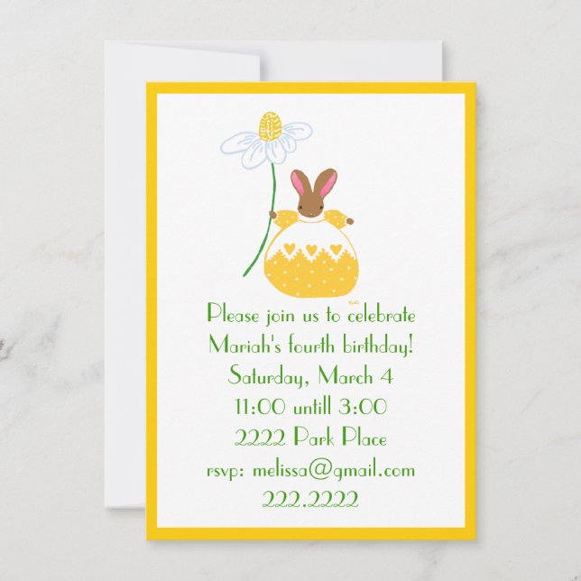 Fifi  Bunny in yellow invitation (Front)