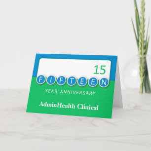 Fifteen 15 Year Employee Anniversary with Circles  Card