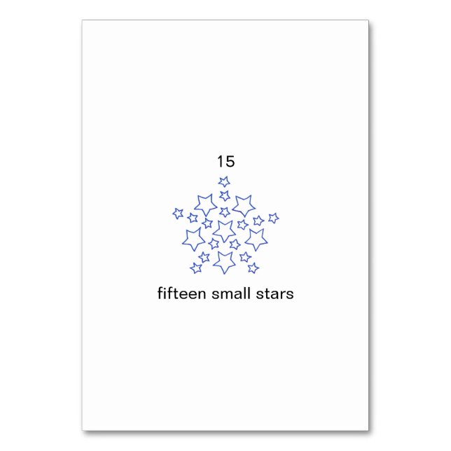 Fifteen small stars custom number flashcards table number (Back)