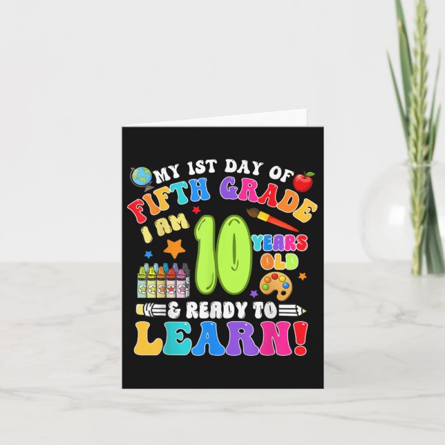 Fifth 5th Grade First Day Of School Boys Girls  Card (Front)
