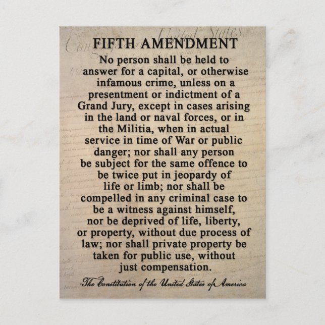 Fifth Amendment Postcards (Front)