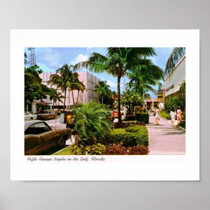 Fifth Ave. Shopping, Naples, Florida Vintage Poster