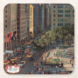Fifth Avenue by John Falter Square Paper Coaster