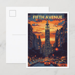 Fifth Avenue New York USA Art Vintage Travel Postcard