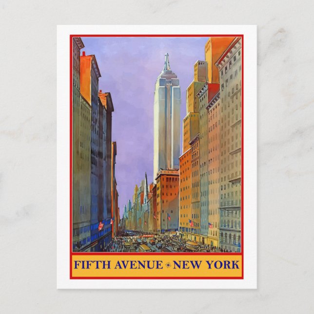 Fifth Avenue, New York, vintage travel postcard (Front)
