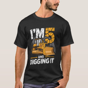 Fifth Birthday Excavator Digger Big Machines Const T-Shirt