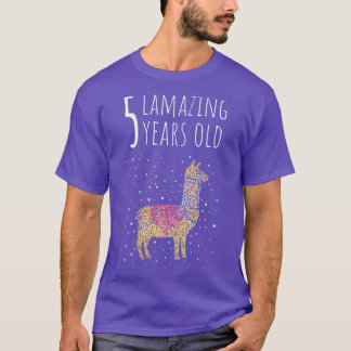 Fifth Birthday Five 5th Llama Alpaca T-Shirt