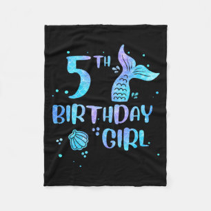 Fifth Birthday Girl Mermaid 5th Toddlers Back to Fleece Blanket