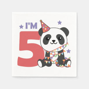 Fifth Birthday Panda For Kids 5 Years Napkins