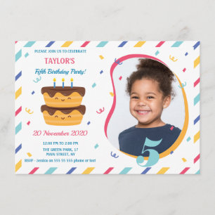 Fifth birthday party invitation  with photo