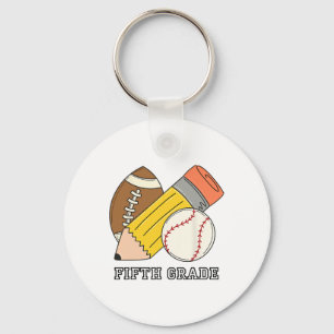 Fifth Grade 5th Grade Baseball Football Kids Back Key Ring
