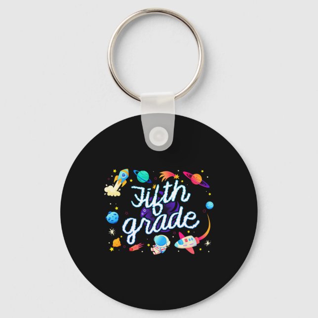 Fifth Grade Astronaut Planets Space Back To School Key Ring (Front)