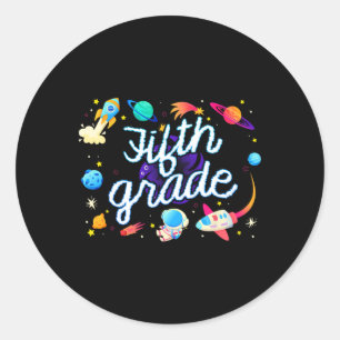 Fifth Grade Astronaut Planets Space Ck To School K Classic Round Sticker