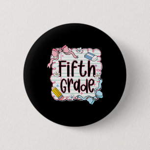 Fifth Grade Back To School For Girls Pink Notebook 6 Cm Round Badge