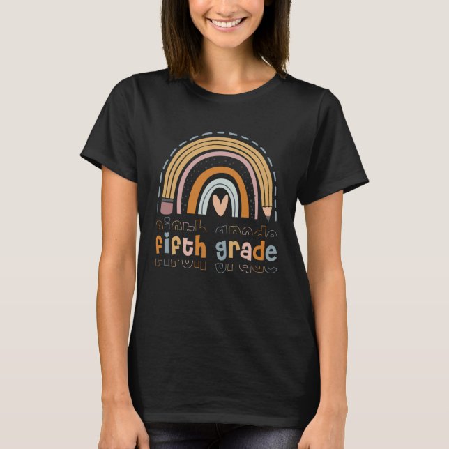 Fifth Grade  Boho Rainbow Back To School T-Shirt (Front)