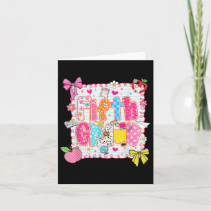 Fifth Grade Coquette Bow First Day Of School Teach Card