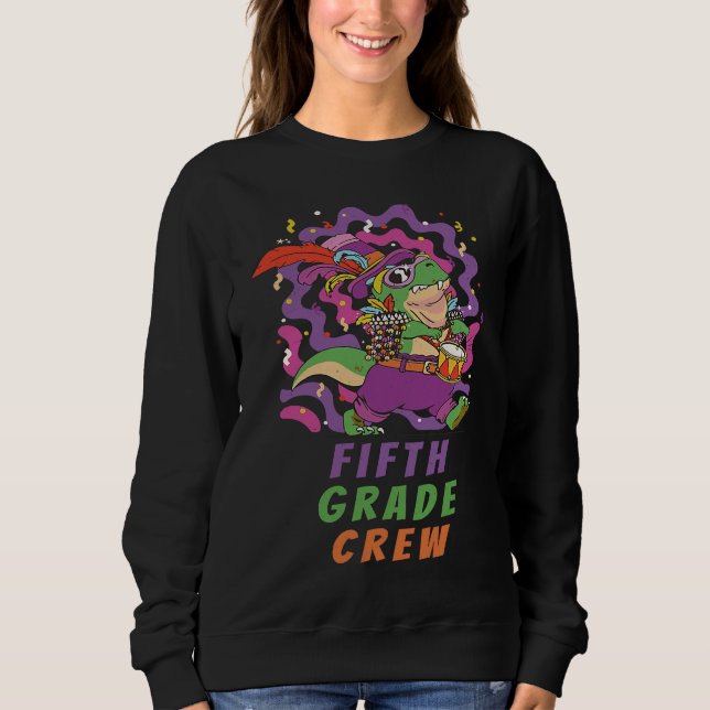 Fifth Grade Crew School Kid & Teacher Mardi Gras D Sweatshirt (Front)