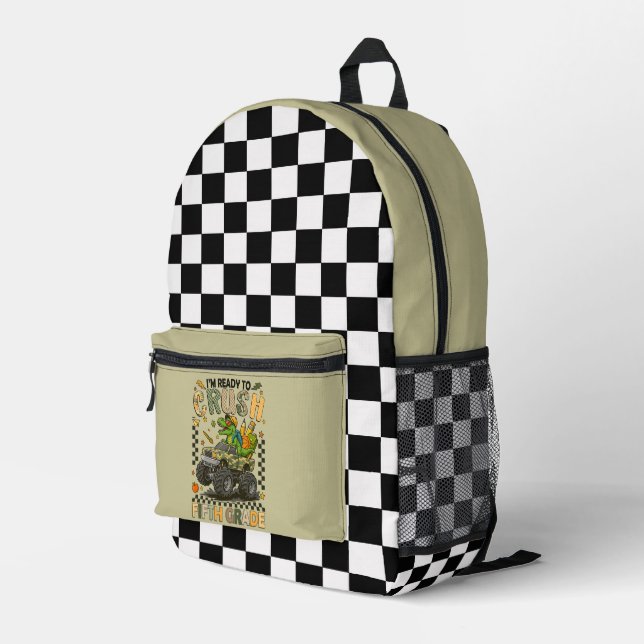 Fifth Grade Crusher: Monster Truck Confidence Printed Backpack (Back Corner Right)