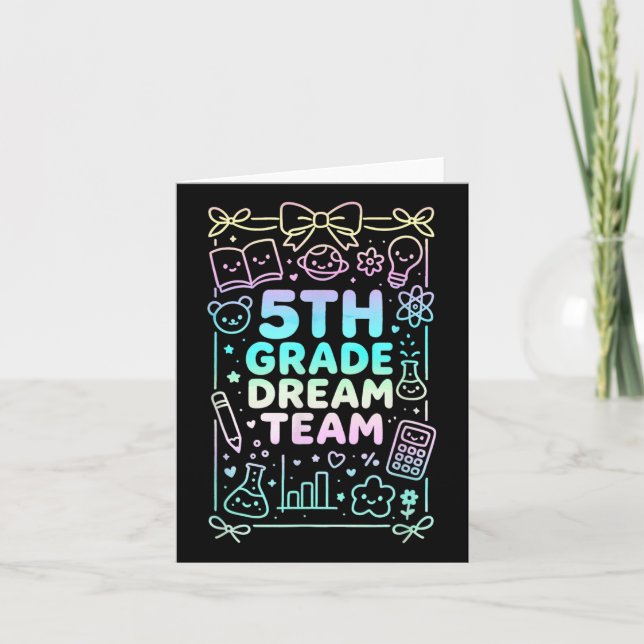 Fifth Grade Dream Team Back To School Reading Math Card (Front)