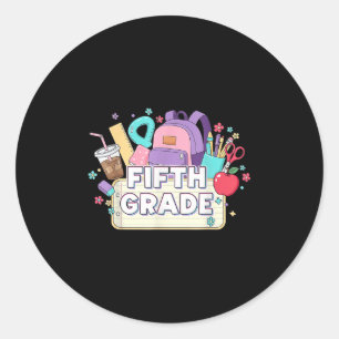 Fifth Grade Floral Back To School 5th Graders Girl Classic Round Sticker