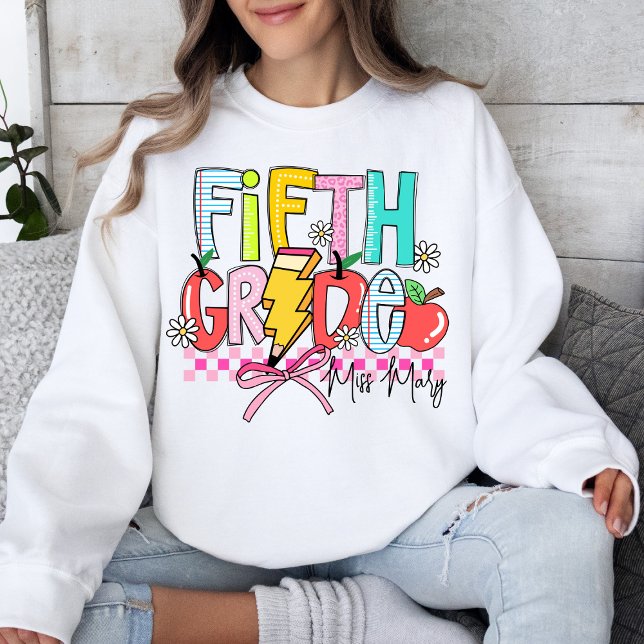 Fifth Grade Fun Colourful Teacher Appreciation  Sweatshirt (Creator Uploaded)