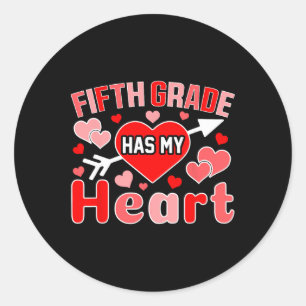 Fifth Grade Has My Heart Teacher Student Valentine Classic Round Sticker
