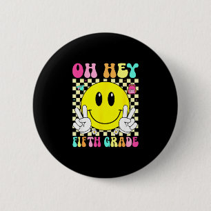 Fifth grade retro smile face back to school first 6 cm round badge