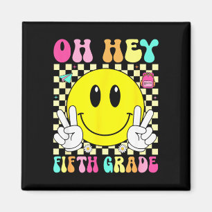 Fifth grade retro smile face back to school first magnet