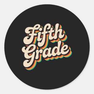 Fifth Grade Retro Teacher Classic Round Sticker