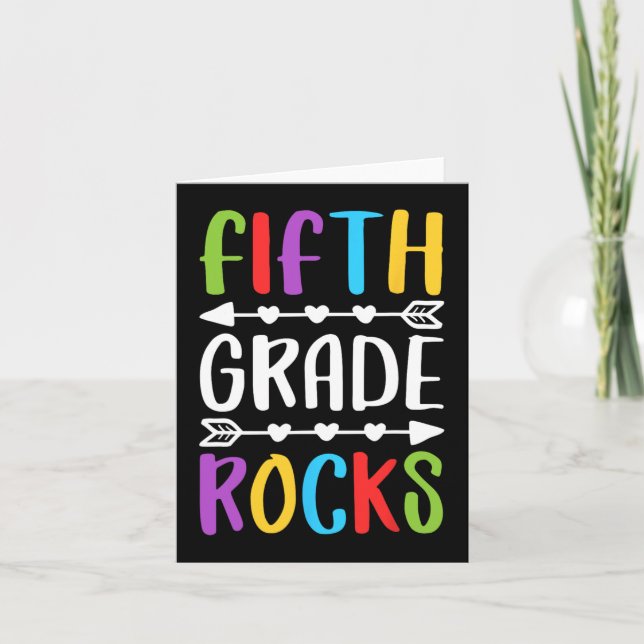 Fifth Grade Rocks  5th Grade Back To School   Card (Front)