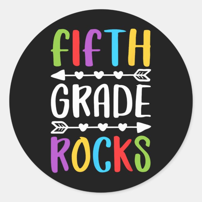 Fifth Grade Rocks  5th Grade Back To School   Classic Round Sticker (Front)