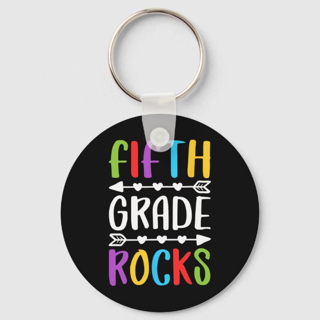 Fifth Grade Rocks  5th Grade Back To School   Key Ring (Front)