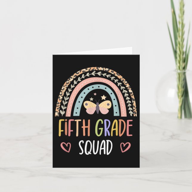 Fifth Grade Squad Boho Rainbow Back To School Teac Card (Front)