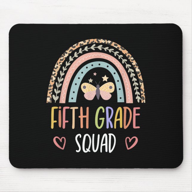 Fifth Grade Squad Boho Rainbow Back To School Teac Mouse Pad (Front)