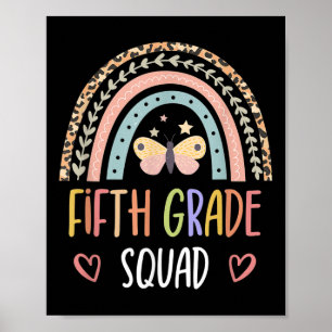 Fifth Grade Squad Boho Rainbow Back To School Teac Poster