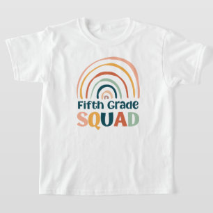 Fifth Grade Squad retro boho rainbow colourful  T-Shirt