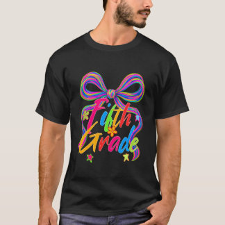 Fifth Grade Teacher 5th Squad Coquette Bow Back to T-Shirt
