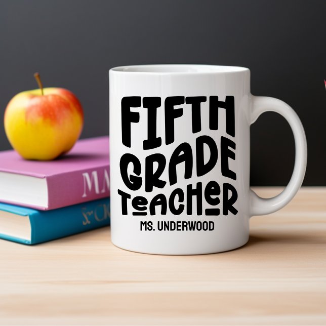 Fifth Grade Teacher Appreciation Black Two-Tone Coffee Mug (Creator Uploaded)