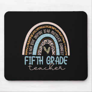 Fifth Grade Teacher Leopard Boho Rainbow Back To S Mouse Pad