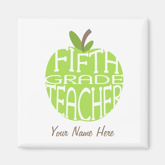 Fifth Grade Teacher Magnet - Green Apple (Front)